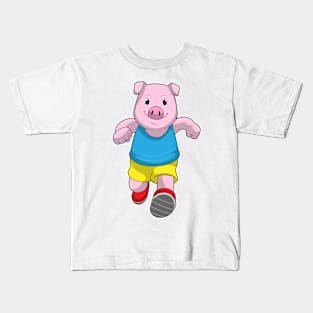 Pig as Runner at Running Kids T-Shirt